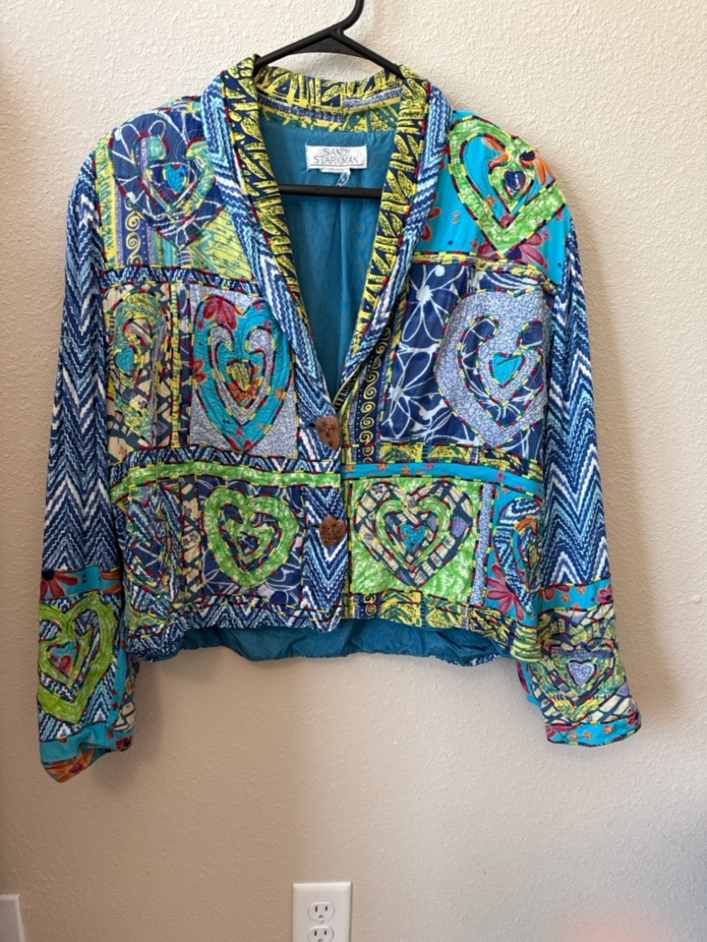 Artisan Patchwork Heart Blazer - Blue & Green - Picture 3 of 5